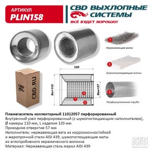 Пламегаситель коллекторный 11012057 перфорированный, из Нерж.стали. CBD. PLIN158
