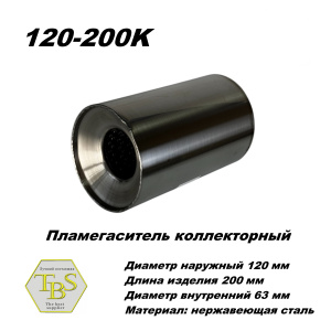 Пламегаситель коллекторный D 120 х L 200, d63 из нерж стали /TBS/