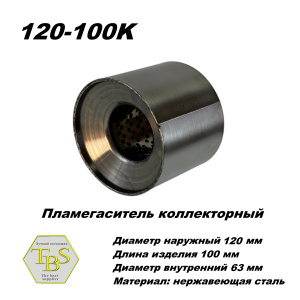 Пламегаситель коллекторный D 120 х L 100, d63 из нерж стали /TBS/